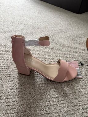 Serra Blush Pink Low Block Heel Ankle Strap Sandals